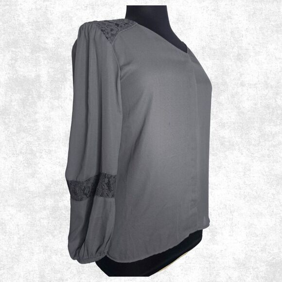 Apt. 9 Tops - APT. 9 Gray Lace Detail Blouse – Size Large